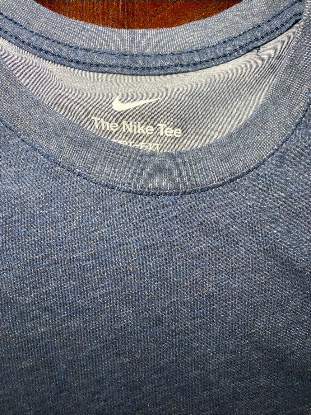 Nike Dry-Fit Heather Blue Crewneck Tee with White Logo size L